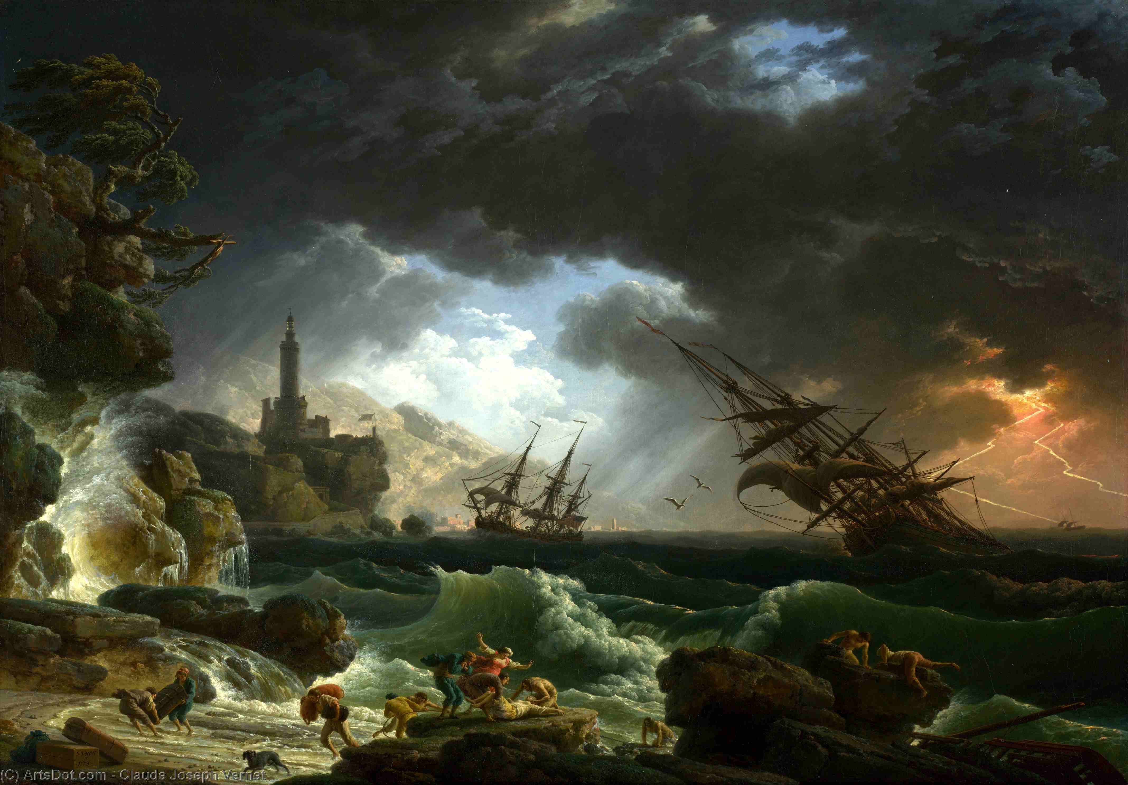 Wikioo.org - The Encyclopedia of Fine Arts - Painting, Artwork by Claude Joseph Vernet - A Shipwreck in Stormy Seas