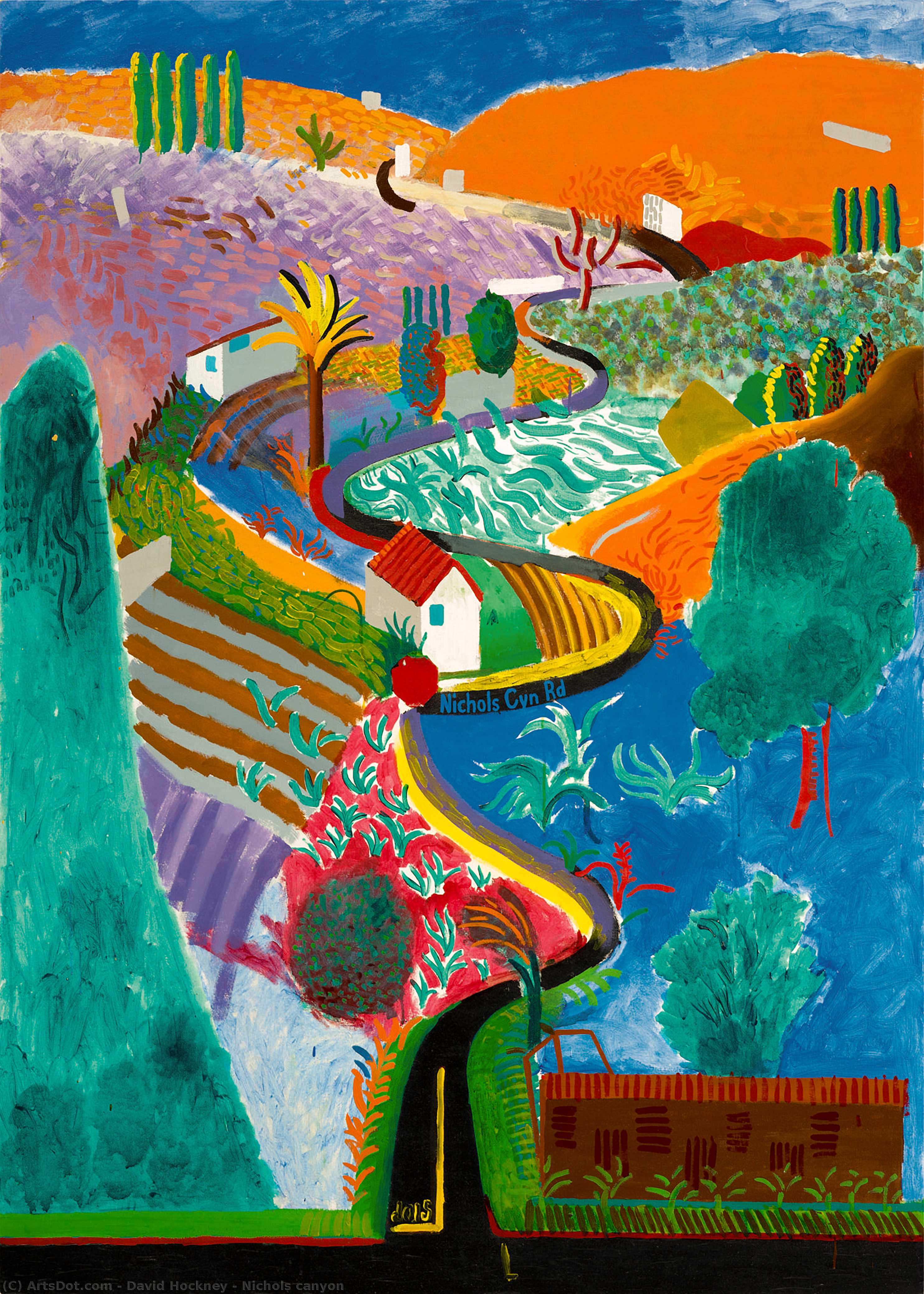 Wikoo.org - موسوعة الفنون الجميلة - اللوحة، العمل الفني David Hockney - Nichols canyon