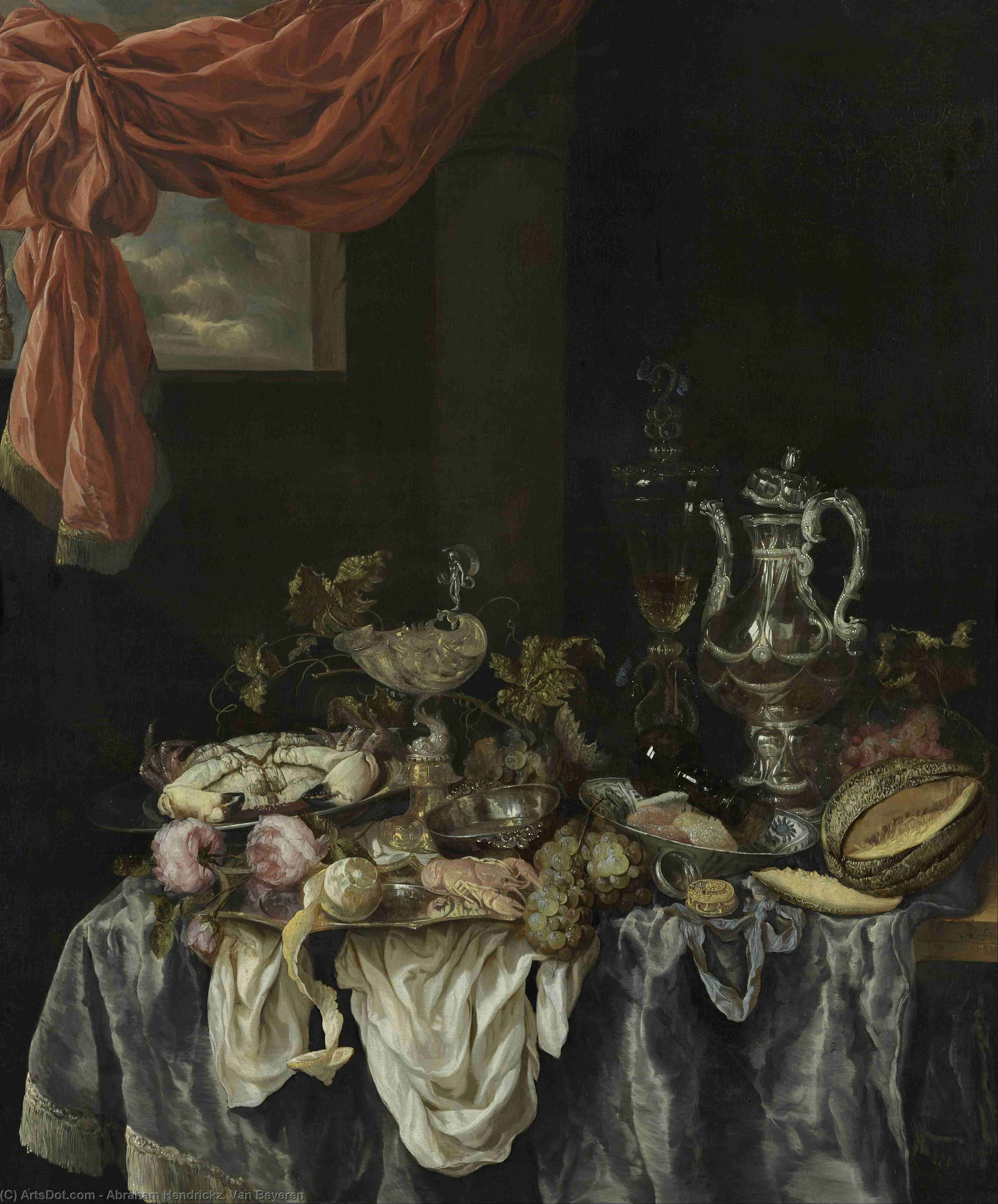 Wikioo.org - The Encyclopedia of Fine Arts - Painting, Artwork by Abraham Hendriksz Van Beijeren - Luxury Still Life (1654) (126 x 106) (Rotterdam, Museum Boijmans van Beuningen)