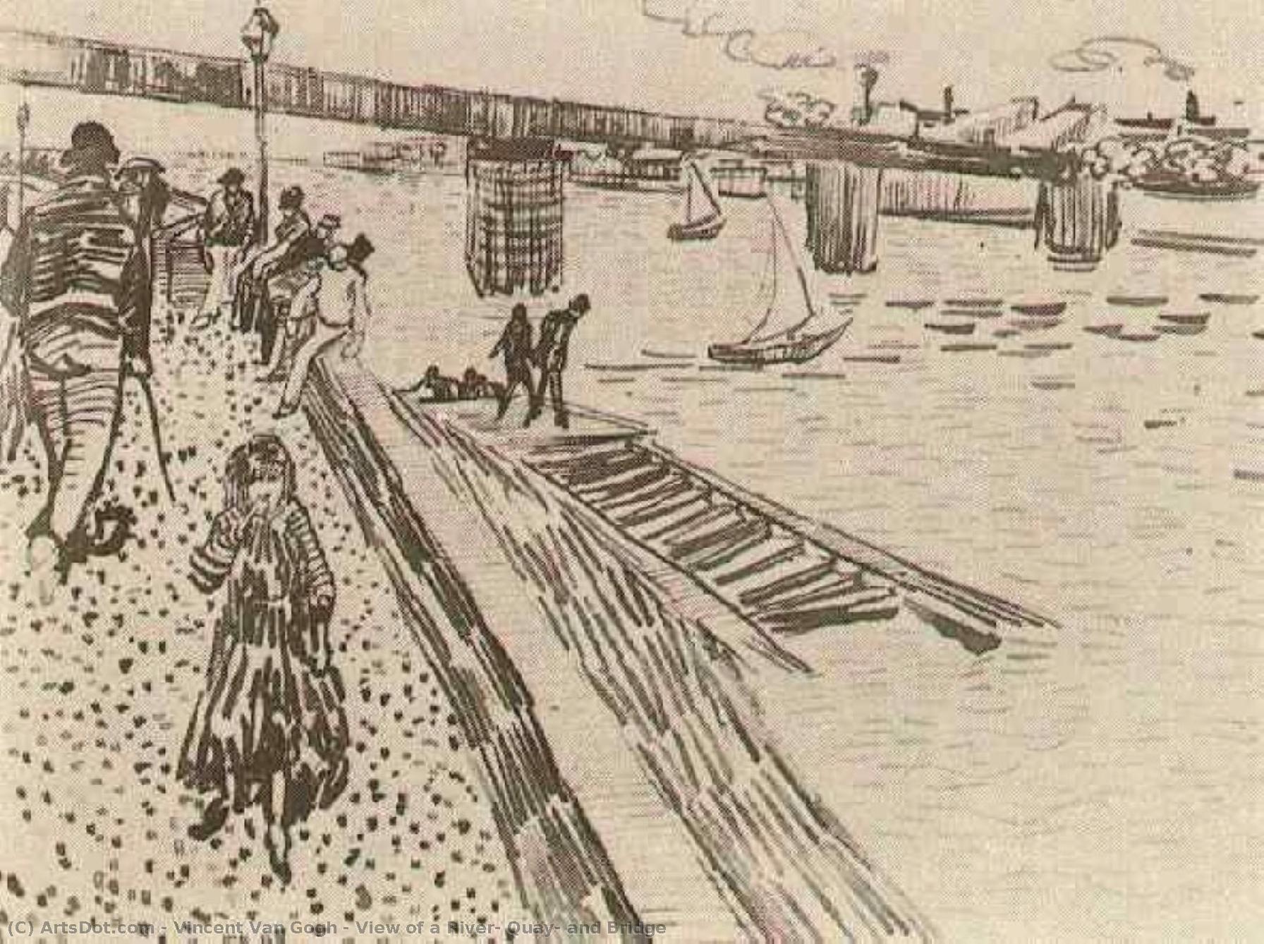  Art Reproductions View of a River, Quay, and Bridge, 1888 by Vincent Van Gogh (1853-1890, Netherlands) | ArtsDot.com