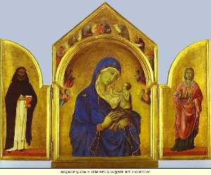 Duccio Di Buoninsegna - Triptych (The Holy Virgin and the Christ Child with St. Dominic and St. Aurea)