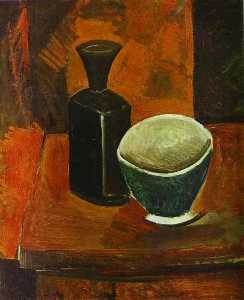 Pablo Picasso - Green Bowl and Black Bottle