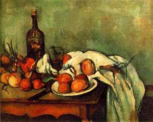 Paul Cezanne - Still Life with Onions and Bottle