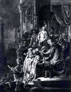 Rembrandt Van Rijn - Christ Devant Pilate Et Le Peuple, bnf