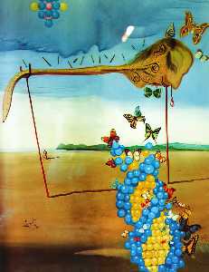 Butterfly Landscape (The Great Masturbator in a Surrealist Landscape with D.N.A.), 1957-58