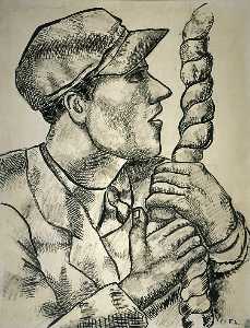 Fernand Leger - Man in Profile with Rope, Study for The Constructors
