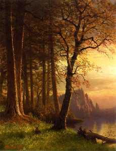 Albert Bierstadt - Sunset in California Yosemite