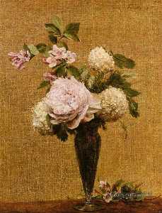 Vase of Peonies and Snowballs