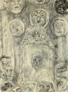 James Ensor - Mirror with Skeleton