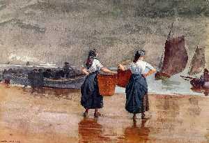 Fishergirls on the Beach, Tynemouth