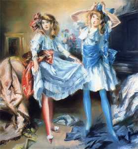 Two Girls Dressing for a Party