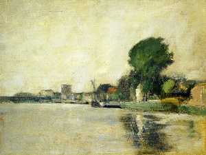 John Henry Twachtman - View along a River