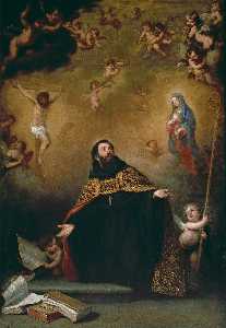 San Agustín entre Cristo y la Virgen