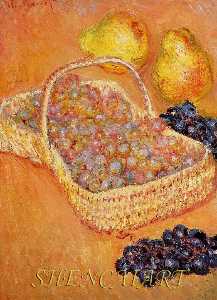 Basket of Grapes, Quinces and Pears