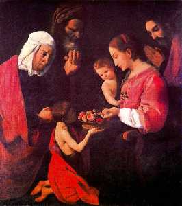 La Sagrada Familia, santa Ana, san Joaquín y san Juan Bautista