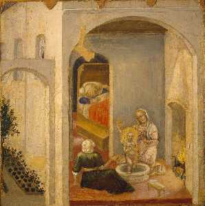 Gentile Da Fabriano - Scenes from the Legend of Saint Nicholas of Bari. The Birth of the Saint
