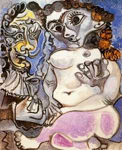 Pablo Picasso - Man and a nude woman