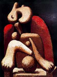 Mujer en sillón rojo