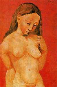 Pablo Picasso - Nude woman on red background