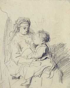 Rembrandt Van Rijn - A Nurse and an Eating Child