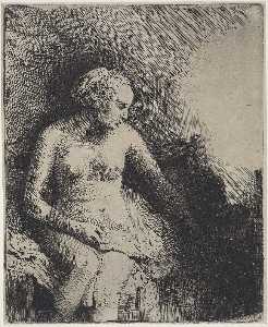 Rembrandt Van Rijn - A Woman Preparing to Dress after Bathing