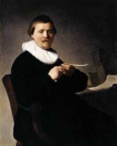 Rembrandt Van Rijn - Man Sharpening a Quill