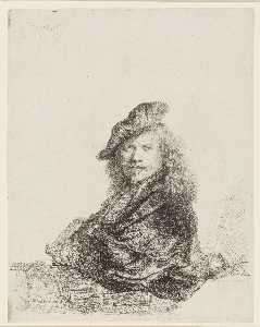 Rembrandt Leaning on a Stone Sill