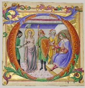Martyrdom of Saint Agatha in an Initial D