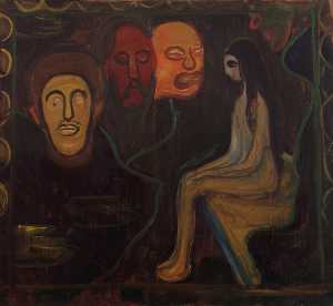 Edvard Munch - Girl and Three Men-s Heads
