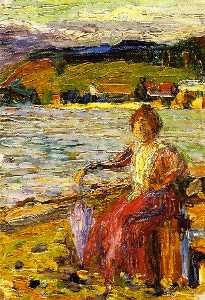 Wassily Kandinsky - Kochel - Lady Seated by a Lakeside