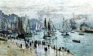 Claude Monet - Fishing Boats Leaving the Harbor, Le Havre