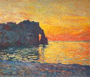 Etretat, Cliff of d`Aval, Sunset