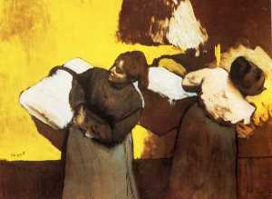 Edgar Degas - Laundresses Carrying Linen in Town