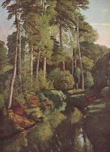 Gustave Courbet - Forest Brook with Deer