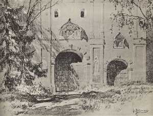 Entrance gate of Savvinsky monastery near Zvenigorod