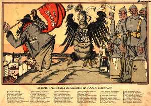 Ivan Yakovlevich Bilibin - As the Germans let out a Bolshevik to Russia