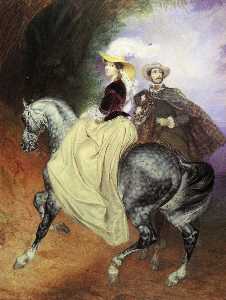 Karl Pavlovich Bryullov - Portrait of Ye. Mussart and E. Mussart. (Riders)