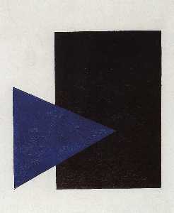 Suprematism with Blue Triangle and Black Square
