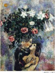 Marc Chagall - Lovers under lilies