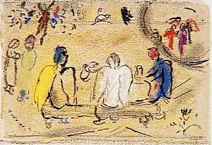 Marc Chagall - Abraham and three Angels