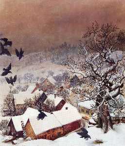 Randegg in the snow with ravens