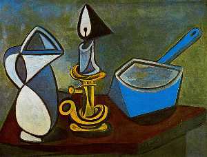 Pablo Picasso - Jug, candle and enamel pan