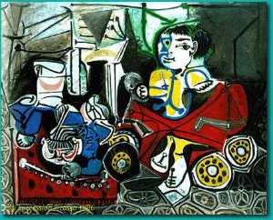 Pablo Picasso - Claude and Paloma playing