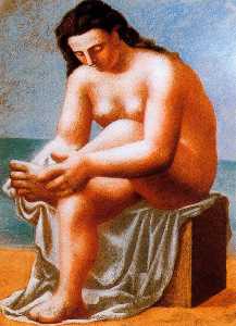 Seated Nude drying her feet