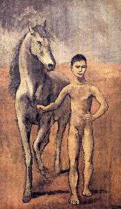 Boy leading a horse