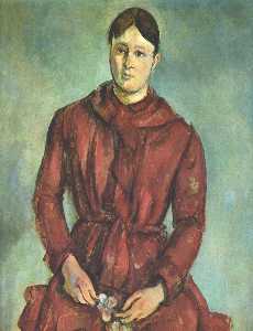 Paul Cezanne - Portrait of Madame Cezanne in a Red Dress