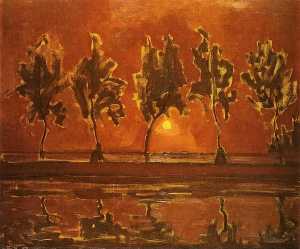 Piet Mondrian - Trees by the Gein at Moonrise