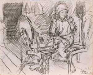 Pyotr Konchalovsky - Spinner. Drawing for the painting -spinner-.