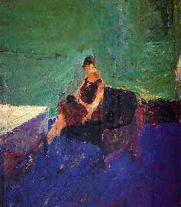 Seated Woman Green Interior