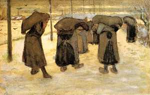 Miners' wives carrying sacks of coal